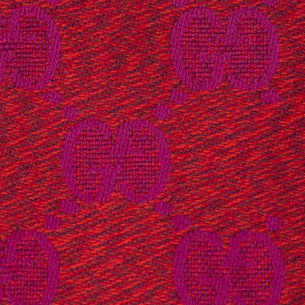 NEW GUCCI GG Jacquard Wool Scarf in Red And Pink $590 Authentic - Picture 6 of 7